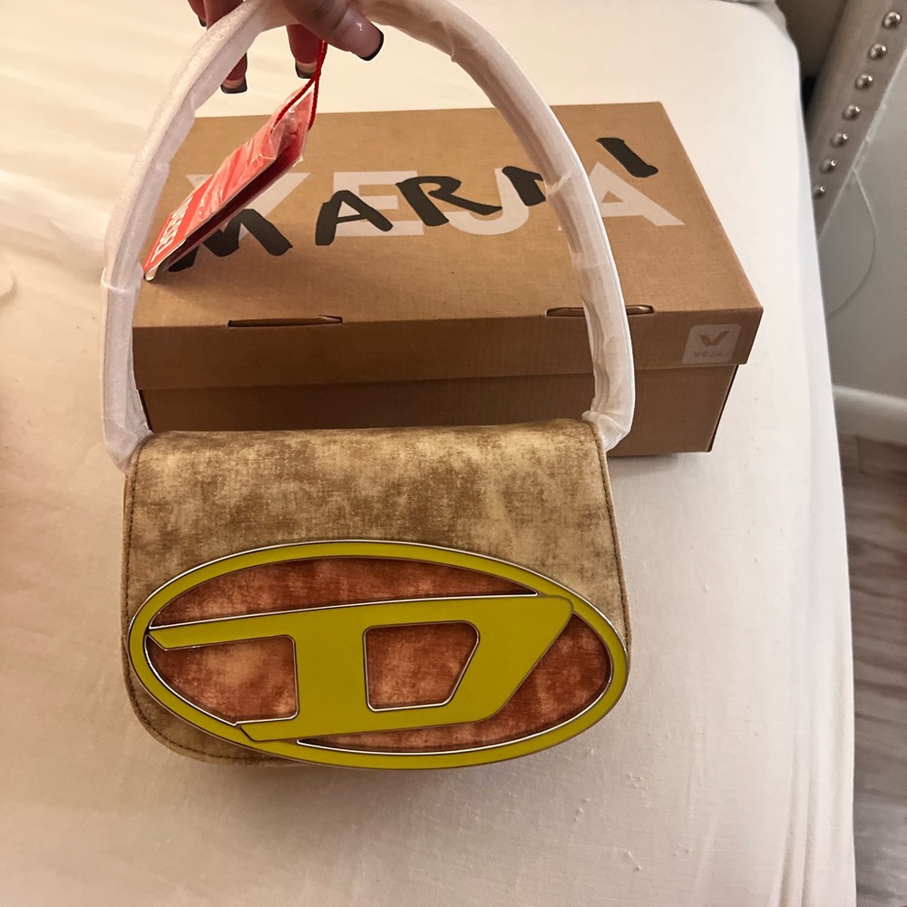 Diesel Tan and Yellow Shoulder Bag